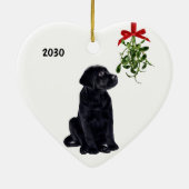 Black Lab Mistletoe-kerstversiering Keramisch Ornament (Achterkant)