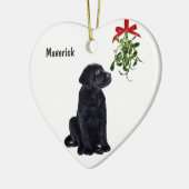 Black Lab Mistletoe-kerstversiering Keramisch Ornament (Links)