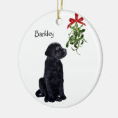 Black Lab Mistletoe Pet Dog Kerstmis Keramisch Ornament (Links)