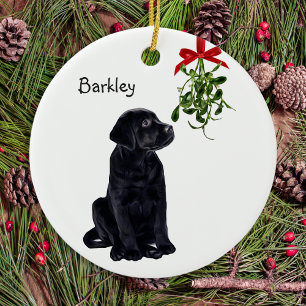 Black Lab Mistletoe Pet Dog Kerstmis Keramisch Ornament