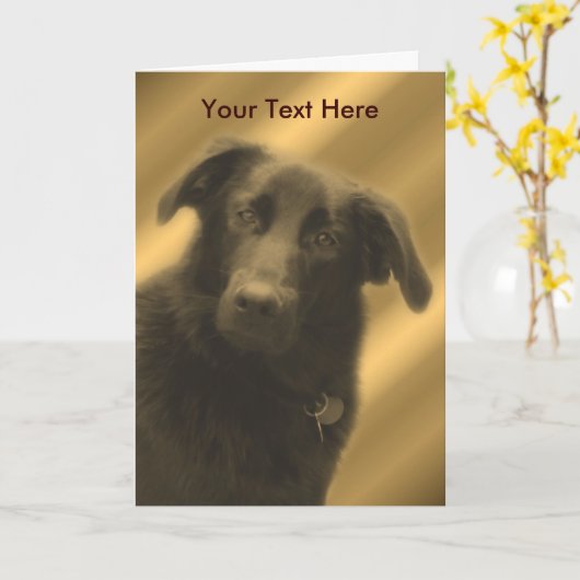 Black Lab Mix Cute Dog Kaart (Gele Bloem)