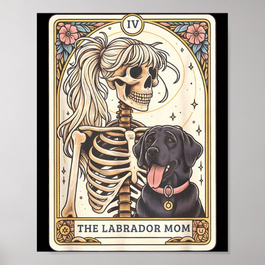 Black Lab Moeder Tarotkaart Zwarte Labrador Skelet Poster (Voorkant)