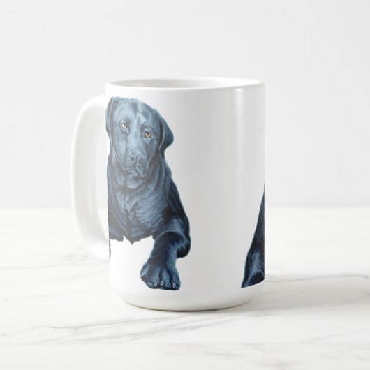 Black Lab Mok Coffee Cup Blue Dog Art Cup (Voorkant links)