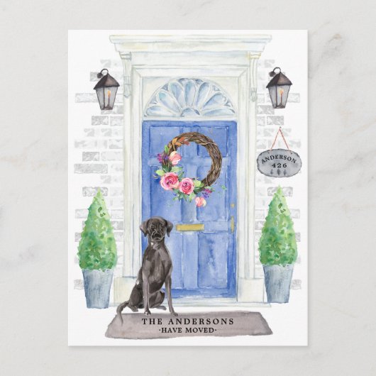 Black Lab Moving Announcement Briefkaart (Voorkant)