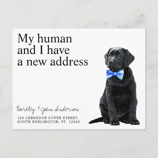 Black Lab New Address Dog Moving Aankondigingskaart (Voorkant)