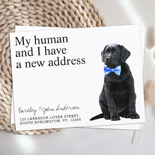 Black Lab New Address Dog Moving Aankondigingskaart