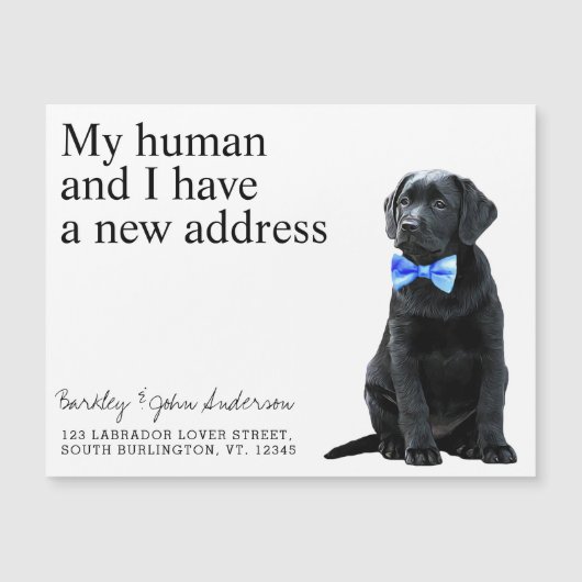 Black Lab New Address Dog Moving Announcement Kaar (Voorkant)