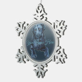 Black Lab Ornament Blue Dog-kerstdecoratie (Rechts)