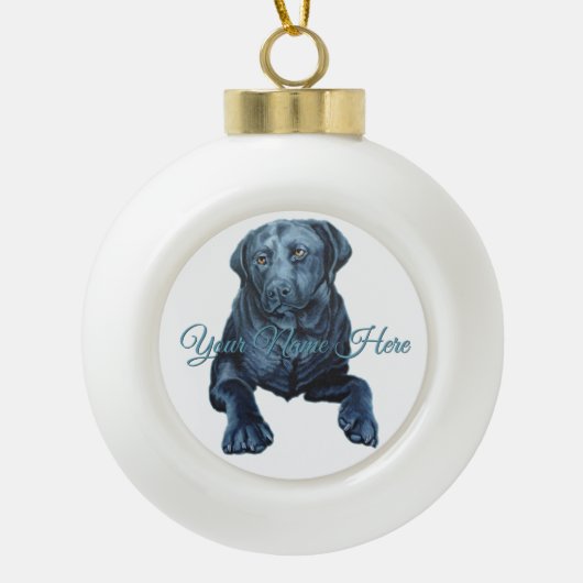 Black Lab Ornament Blue Dog-kerstdecoratie (Voorkant)