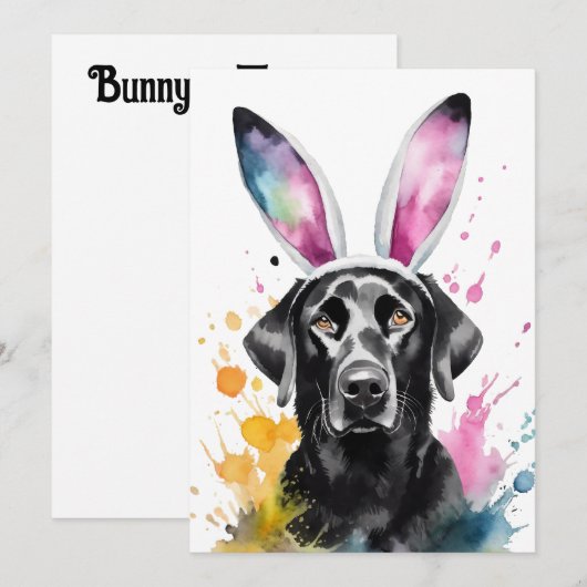 Black Lab Paashaas Training Flat Holiday Kaart (Voorkant / Achterkant)