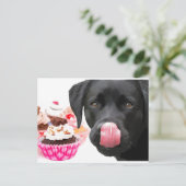 Black Lab Party - Dog Birthday - Cupcake Labrador Briefkaart (Staand voorkant)