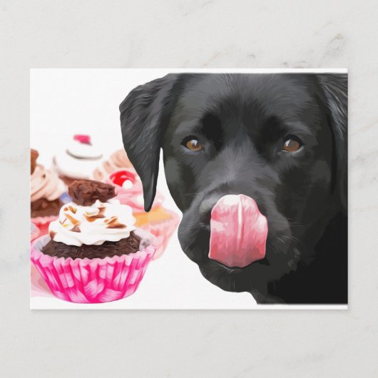 Black Lab Party - Dog Birthday - Cupcake Labrador Briefkaart (Voorkant)