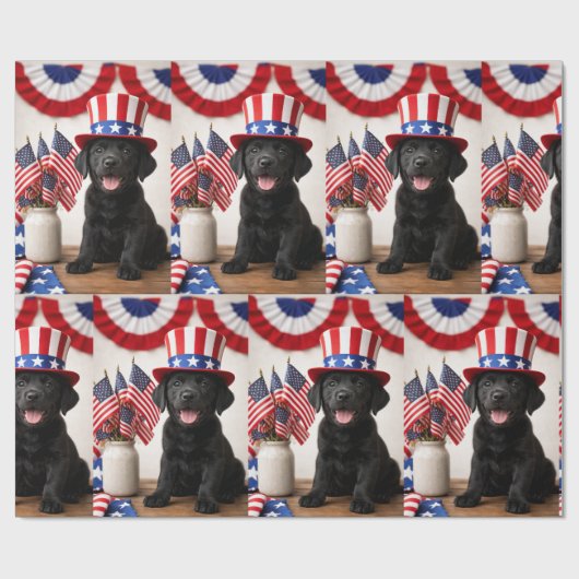 Black Lab Patriotic Uncle Sam Hat gift  Cadeaupapier (Vlak)