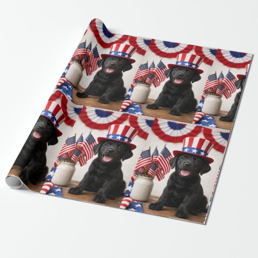 Black Lab Patriotic Uncle Sam Hat gift  Cadeaupapier (Uitgerold)