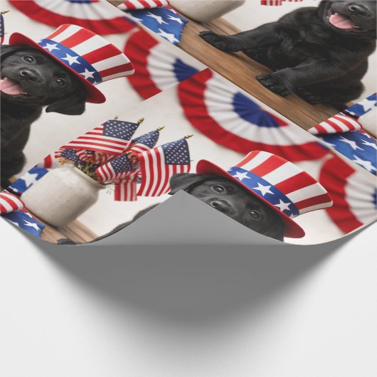 Black Lab Patriotic Uncle Sam Hat gift Cadeaupapier (Hoek)