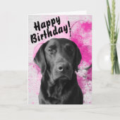 Black Lab  Pawsome Birthday Kaart roze (Voorkant)