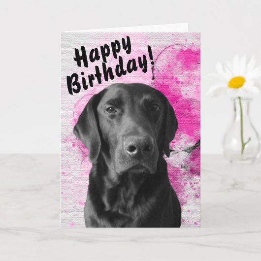 Black Lab  Pawsome Birthday Kaart roze (Kleine Plant)