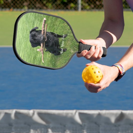 Black Lab Persoonlijke foto en naam van Dog Pickleball Paddle (Insitu)