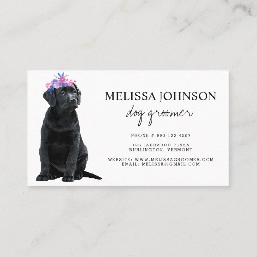 Black Lab Pet Dog Business Dog Groomer Visitekaartje (Achterkant)