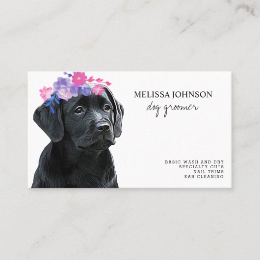 Black Lab Pet Dog Business Dog Groomer Visitekaartje (Voorkant)