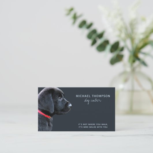 Black Lab Pet Dog Business Dog Walker Visitekaartje (Staand voorkant)