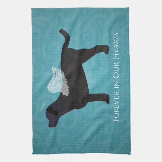 Black Lab Pet Memorial Sympathy Pet Loss Design Theedoek (Verticaal)