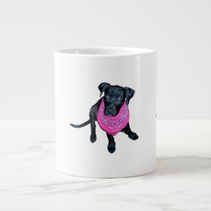 Black Lab Pink Bandana Puppy afbeelding Grote Koffiekop