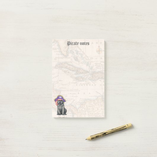 Black Lab Pirate Post-it® Notes (Op bureau)