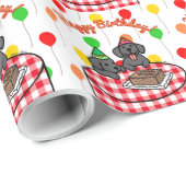 Black Lab Puppies Happy Birthday Cadeaupapier (Rol Hoek)