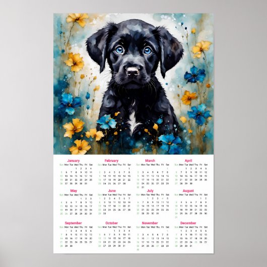 Black Lab Puppy 2025 Kalender Poster (Voorkant)