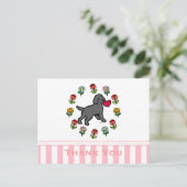 Black Lab Puppy and Red Heart Floral Briefkaart (Staand voorkant)