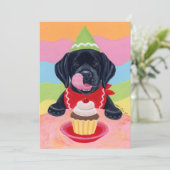 Black Lab Puppy Birthday-uitnodigingen Kaart (Staand voorkant)