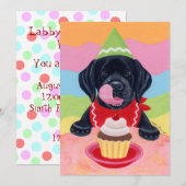 Black Lab Puppy Birthday-uitnodigingen Kaart (Voorkant / Achterkant)