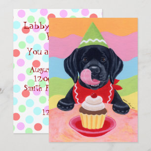 Black Lab Puppy Birthday-uitnodigingen Kaart