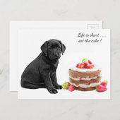 Black Lab Puppy - Dog Birthday - Labrador Dog Cake Briefkaart (Voorkant / Achterkant)