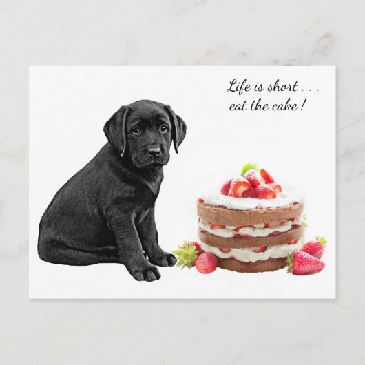 Black Lab Puppy - Dog Birthday - Labrador Dog Cake Briefkaart (Voorkant)