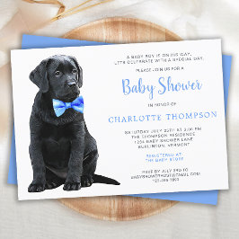 Black Lab Puppy Dog Blue Boy Baby shower Kaart