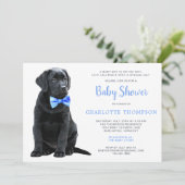 Black Lab Puppy Dog Blue Boy Baby shower Kaart (Staand voorkant)