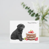 Black Lab Puppy - Dog Happy Birthday - Labrador Briefkaart (Staand voorkant)