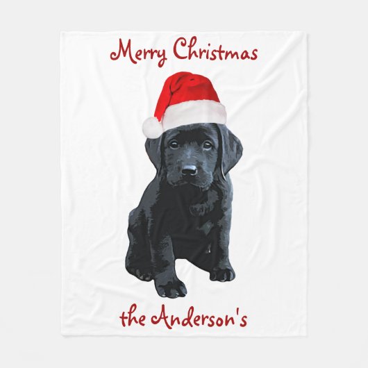 Black Lab Puppy Dog-kerstlabrador Fleece Deken (Voorkant)