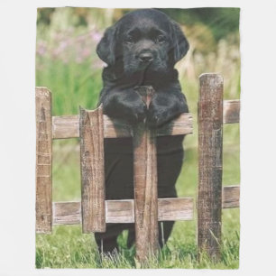 BLACK LAB PUPPY FLEECE DEKEN