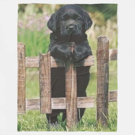 BLACK LAB PUPPY FLEECE DEKEN (Voorkant)