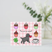 Black Lab Puppy Heart Cartoon Briefkaart (Staand voorkant)