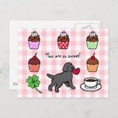 Black Lab Puppy Heart Cartoon Briefkaart (Voorkant / Achterkant)