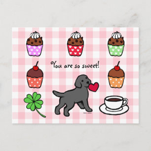 Black Lab Puppy Heart Cartoon Briefkaart