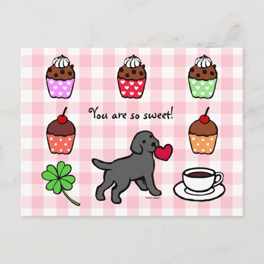Black Lab Puppy Heart Cartoon Briefkaart (Voorkant)