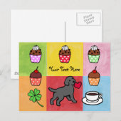 Black Lab Puppy Heart Cartoon Briefkaart (Voorkant / Achterkant)