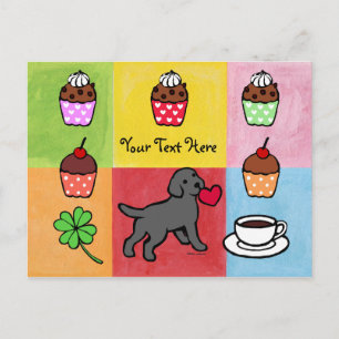 Black Lab Puppy Heart Cartoon Briefkaart