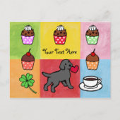 Black Lab Puppy Heart Cartoon Briefkaart (Voorkant)