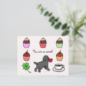 Black Lab Puppy Heart Cartoon Briefkaart (Staand voorkant)